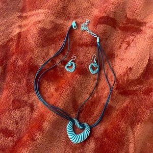 A matching necklace and earrings